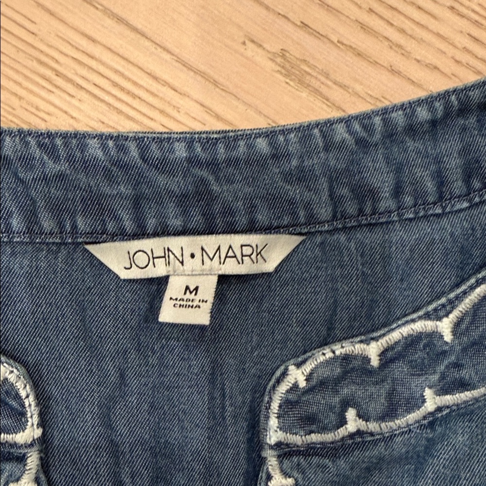 John Mark Allover Embroidered Pullover Top - Plus - Indigo Boho Casual - Picture 3 of 8